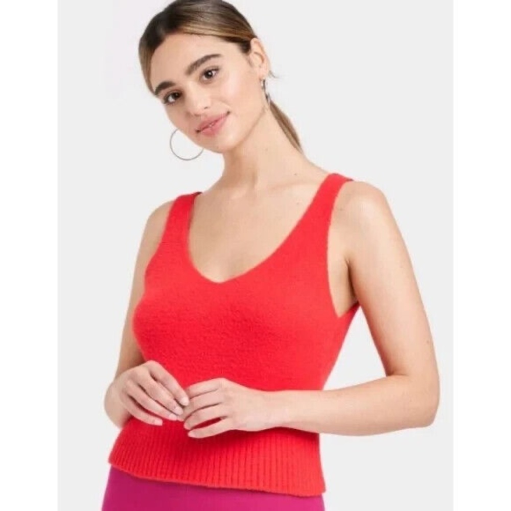 A New Day - Fuzzy sweater Tank - red